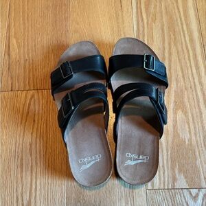 Dansko sandals black leather size 37